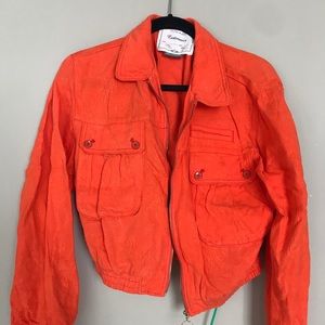 Anthropologie orange bomber jacket